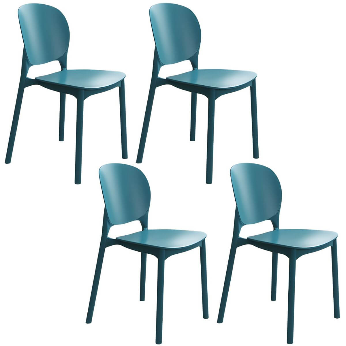 Stackable Scandinavian side chair with open back made of plastic and acrylic for dining