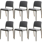 Scandinavian plastic and acrylic dining chair with low backrest and armless design