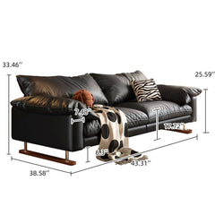 Genuine Leather Sofa Vintage Style for Living Room