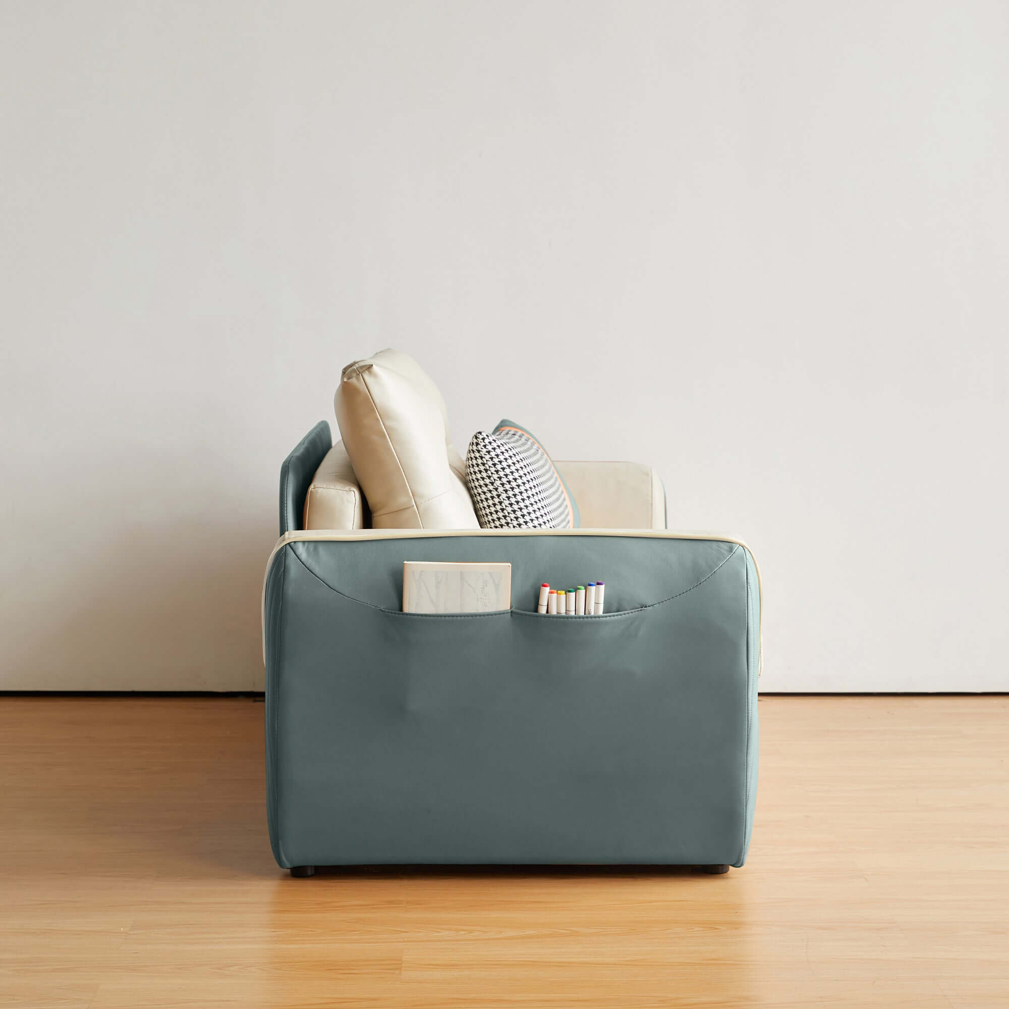 Folding leisure sofa bed with storage pocket, 71.7 inches long for versatile seating and sleeping