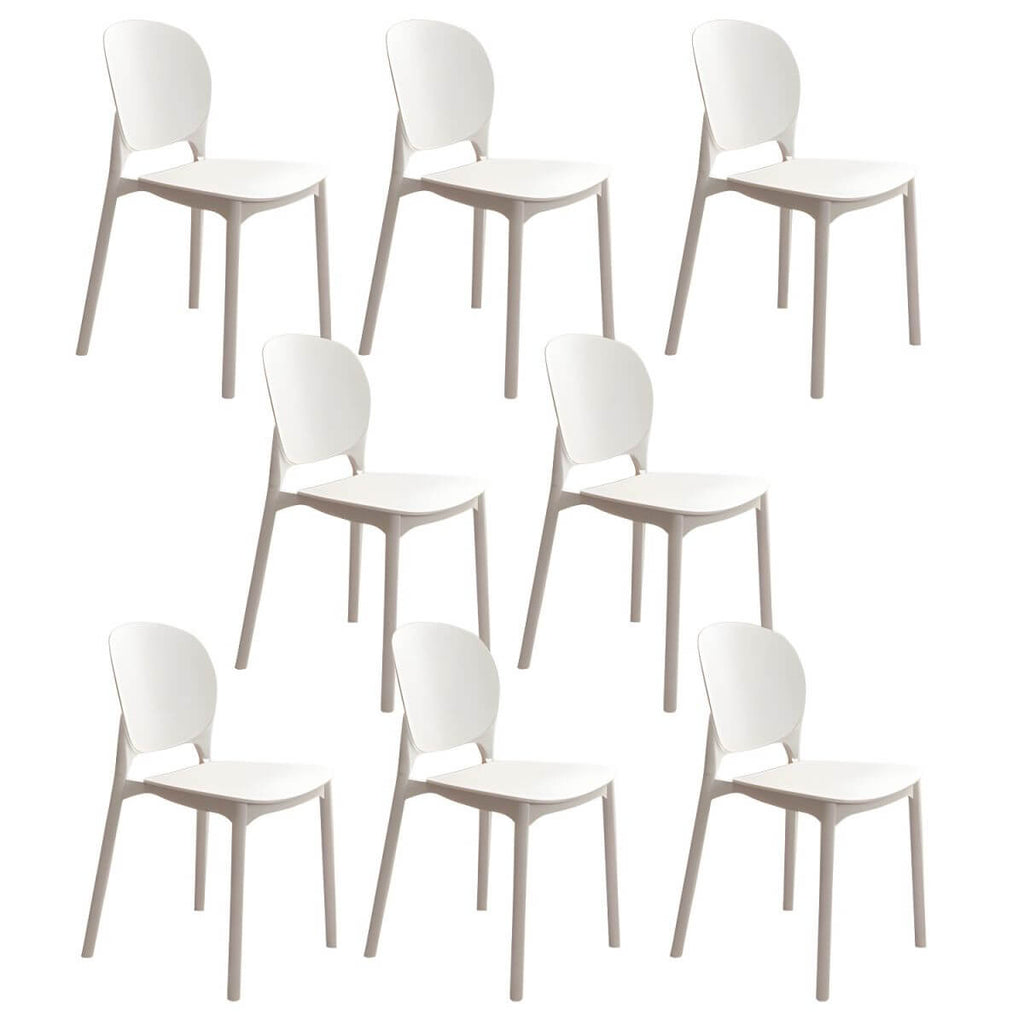 Stackable Scandinavian side chair with open back made of plastic and acrylic for dining