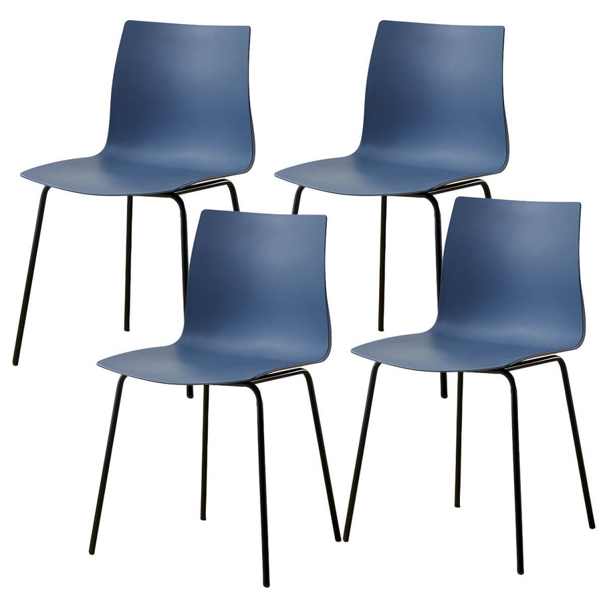 Modern plastic and acrylic side chair with metal legs, ideal for kitchen and dining rooms