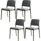 Scandinavian plastic and acrylic dining chair with low backrest and armless design