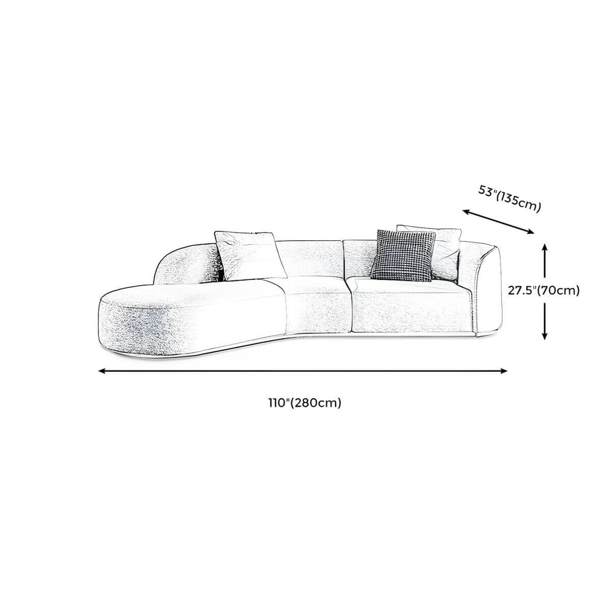 Ultra-modern polyester blend tuxedo arm sofa with tight back, 27.56 inches high sectional