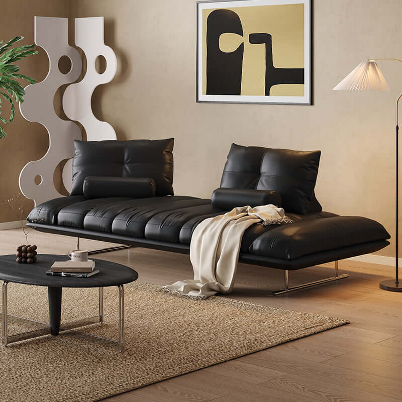 Double sided leather upholstered sofa designed for living room comfort and style