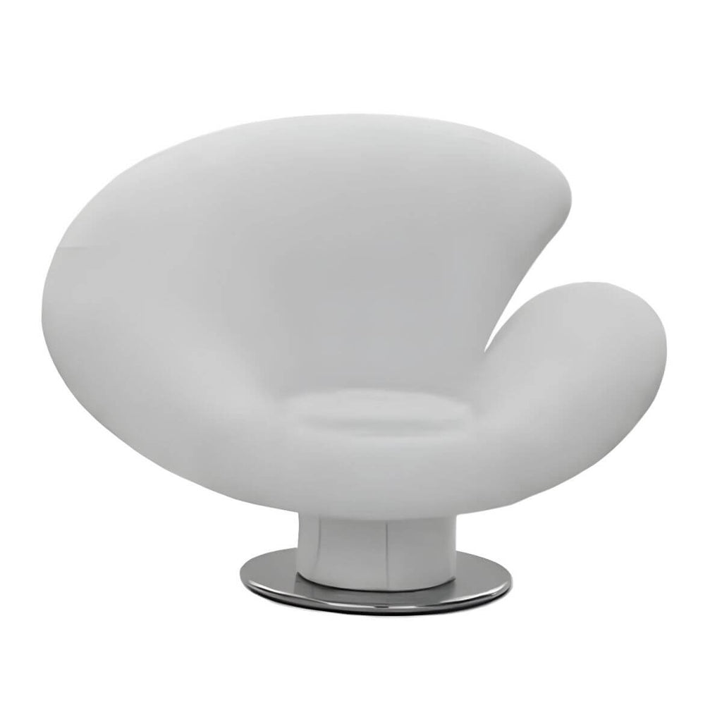 High-back modern papasan chair with linen blend upholstery and reclining feature