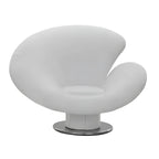 High-back modern papasan chair with linen blend upholstery and reclining feature