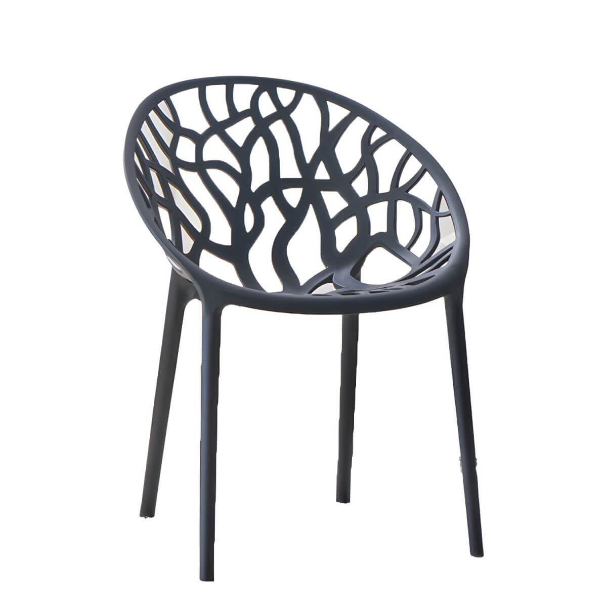 Scandinavian style sloped arm chair made of plastic and acrylic, ideal for kitchen and dining areas
