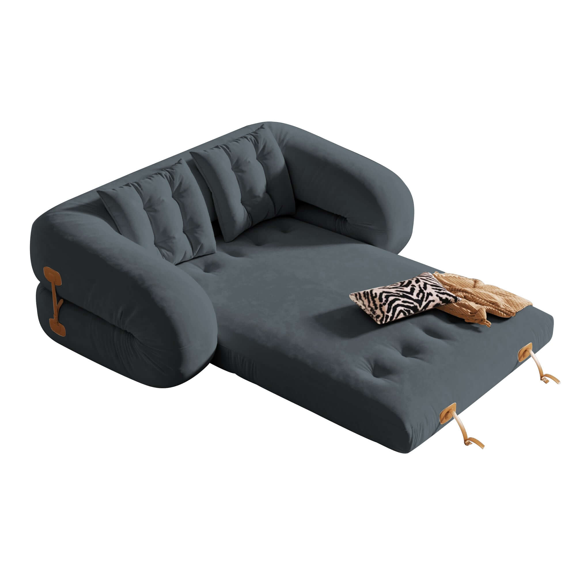 Velvet folding floor sleeper sofa bed with pet-friendly bean bag style design