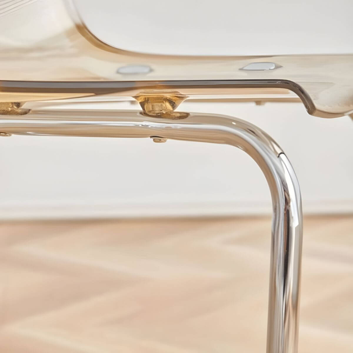 Scandinavian style plastic and acrylic non-upholstered side dining chair