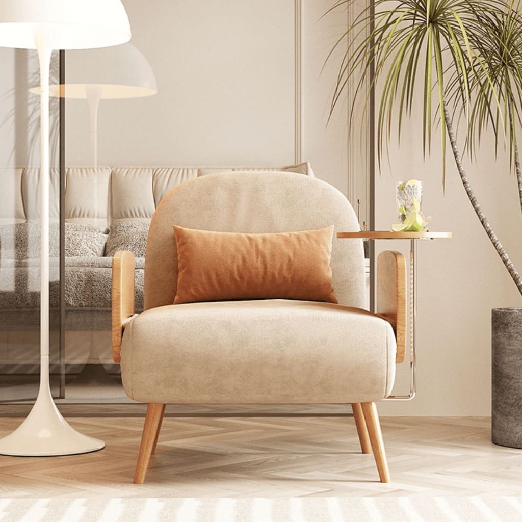 MidCentury modern single sofa bed with rattan, convertible folding daybed and lounge chair