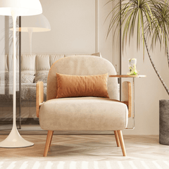 Elegant Folding Lounge Chair with Retro Rattan Accents