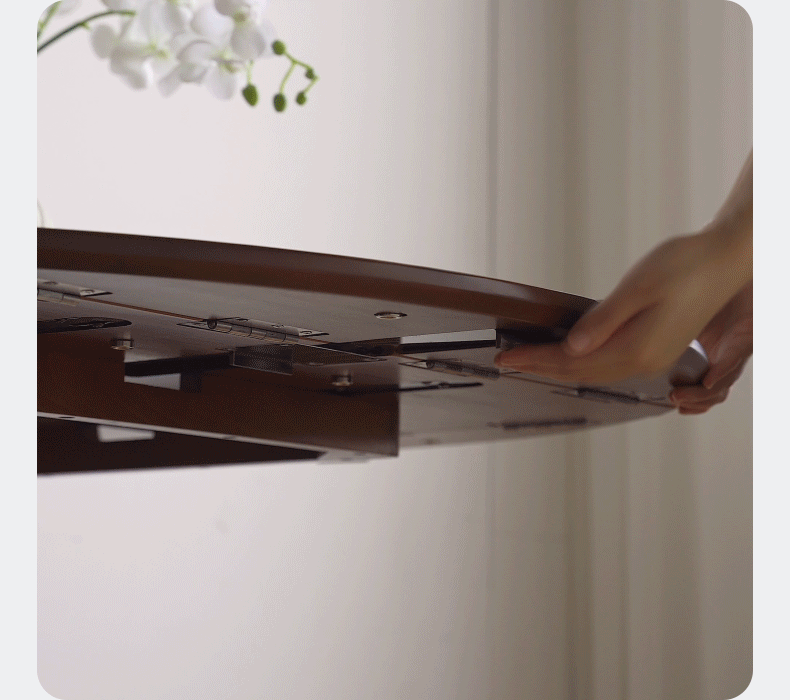 Round foldable dining table with French vintage design, perfect for small spaces and easy storage