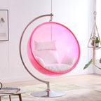 Blue and ruby transparent porch swing with alloy stand, cushions, and chain