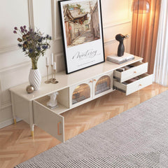 Modern Wood TV Stand Cabinet with Glass Door