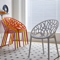 Scandinavian Style Plastic & Acrylic Sloped Arm Chair for Kitchen & Dining Dining Chairs