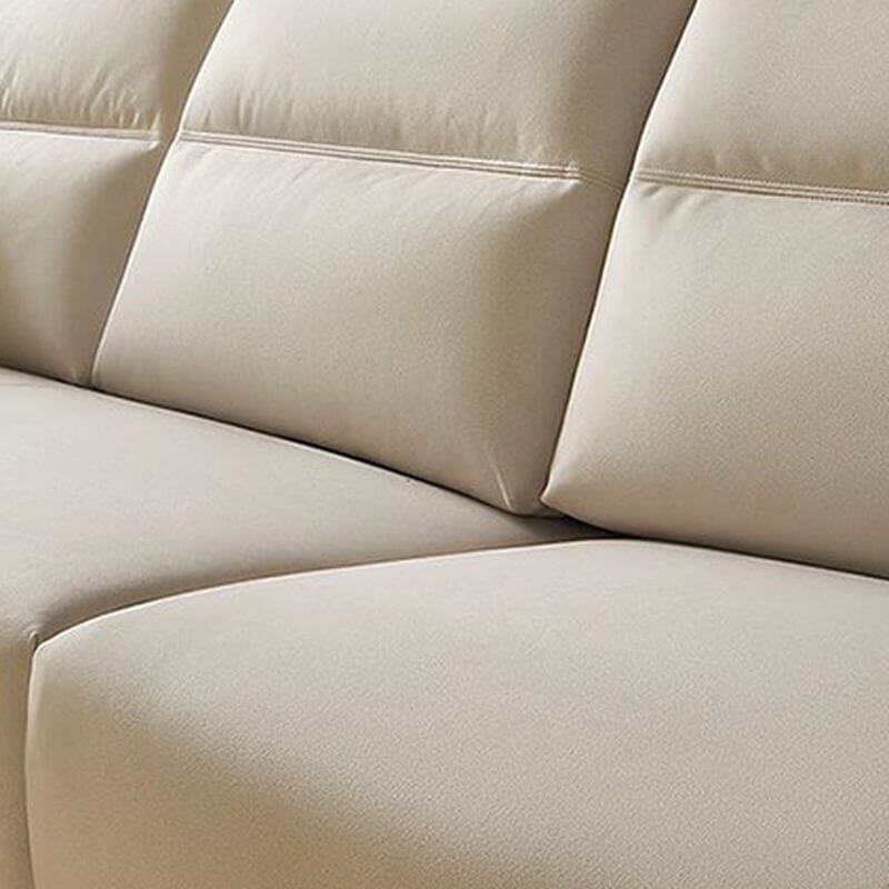 Straight sofa recliner with left-hand facing and round arms, made of polyester blend fabric