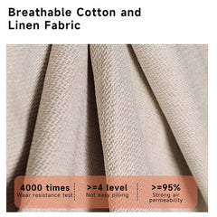 Beige Upholstered Sofa in Cotton Linen Fabric Solid Wood Frame