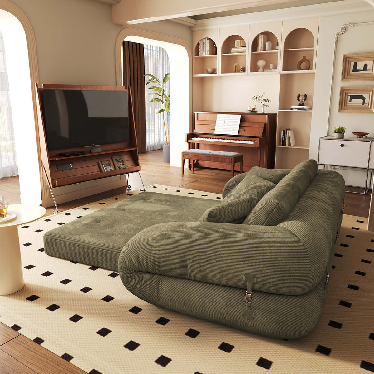 Cocochairs Corduroy Folding Sofa Bed – Pet-Friendly Floor Couch for Pets & People