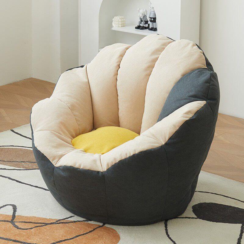 Lemon color cotton blend Papasan chair with slipcover and sewn pillow back accent