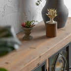 59" Farmhouse Display Cabinet with Gothic Arch Accents