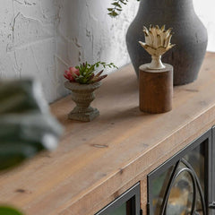 59" Farmhouse Display Cabinet with Gothic Arch Accents