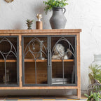 59" Farmhouse Display Cabinet with Gothic Arch Accents