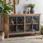 59" Farmhouse Display Cabinet with Gothic Arch Accents