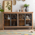 59" Farmhouse Display Cabinet with Gothic Arch Accents Main Product Image