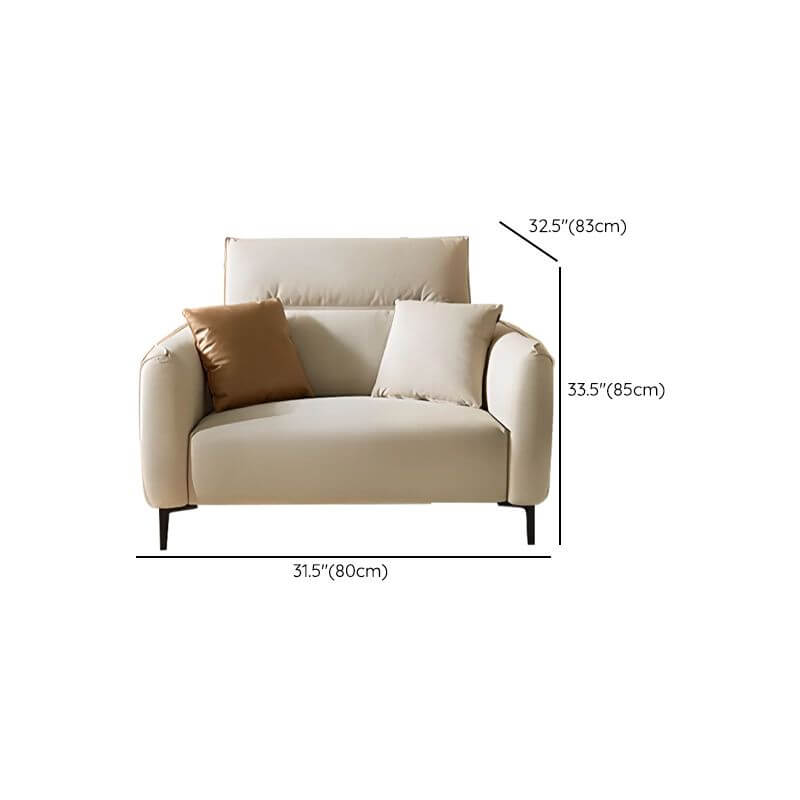 Straight sofa recliner with left-hand facing and round arms, made of polyester blend fabric