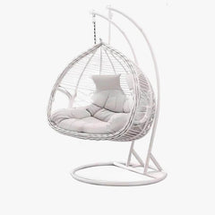 Tropical Ivory/Unfinished Color/Auburn Hydrophobic Framed Pads Porch Swing with Stand and Chain, Metal Stand Included Porch Swings