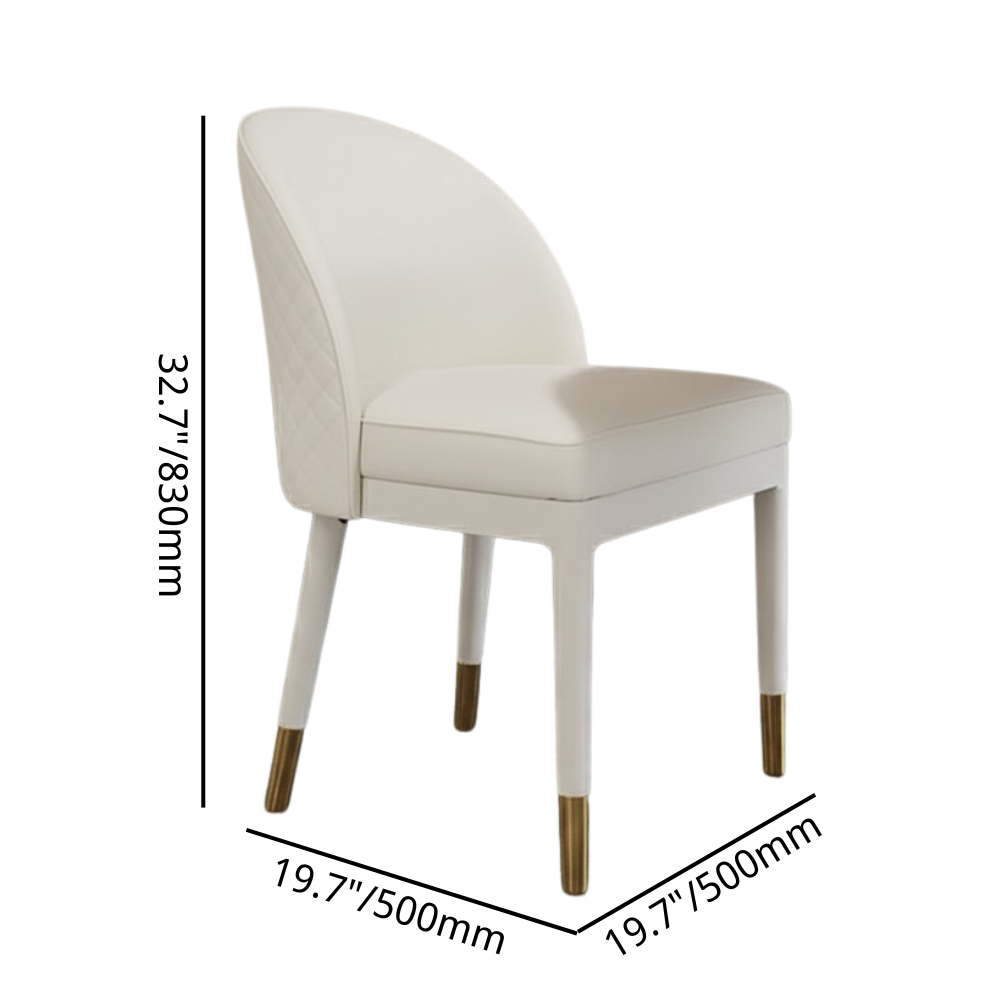 Modern Minimalist Beige Faux Leather Dining Chair in Solid Wood Frame