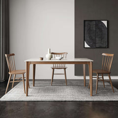 Minimalist 53.5" Slate Wooden Rectangular Dining Table for 6 Person