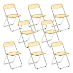 Scandinavian style dining chair with silver metal legs and plastic acrylic seat