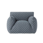 Light gray Scandinavian single sofa chair with polyester twill upholstery, ideal for bedroom seating