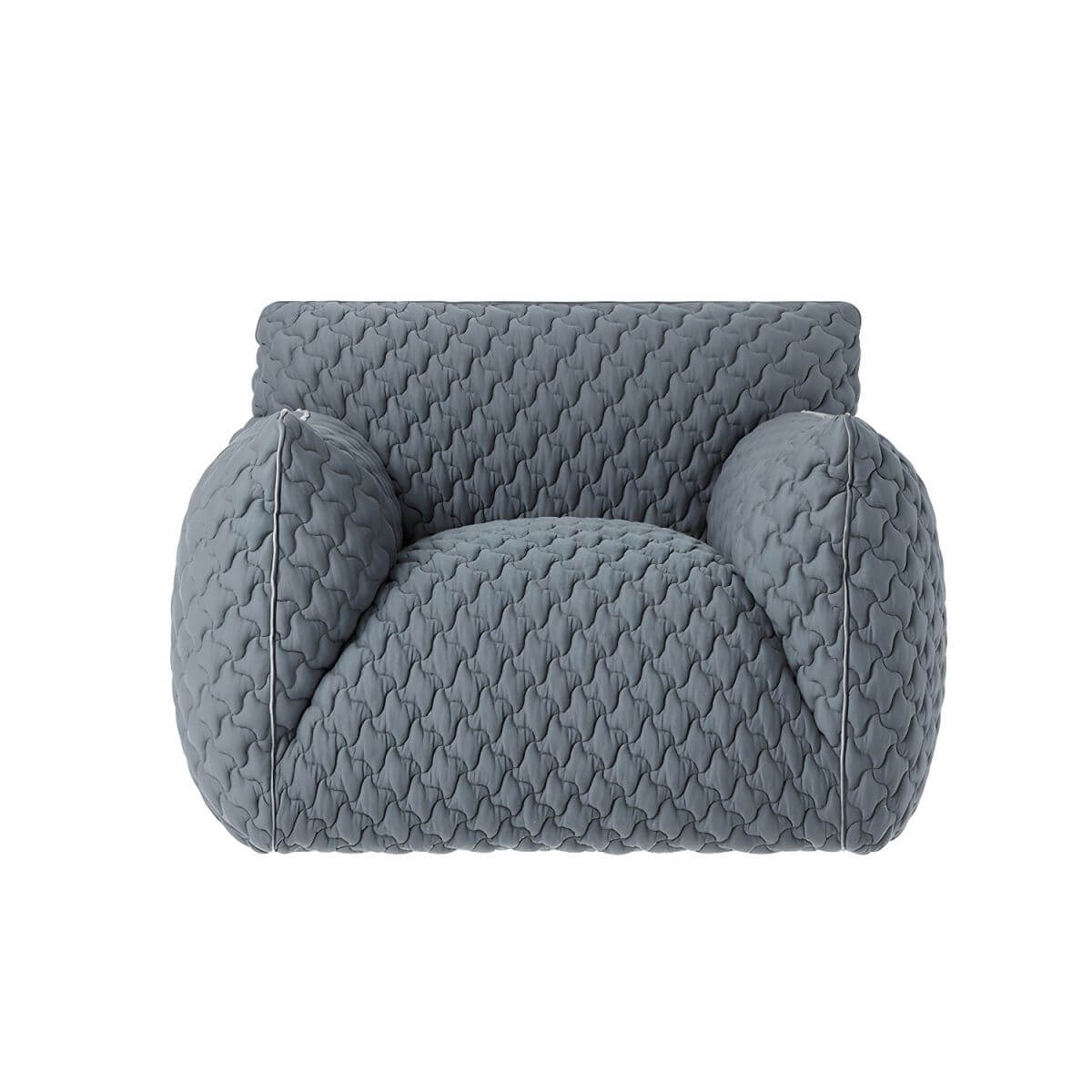 Light gray Scandinavian single sofa chair with polyester twill upholstery, ideal for bedroom seating