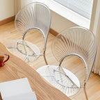 Scandinavian style stackable armless side chair made of plastic and acrylic for dining