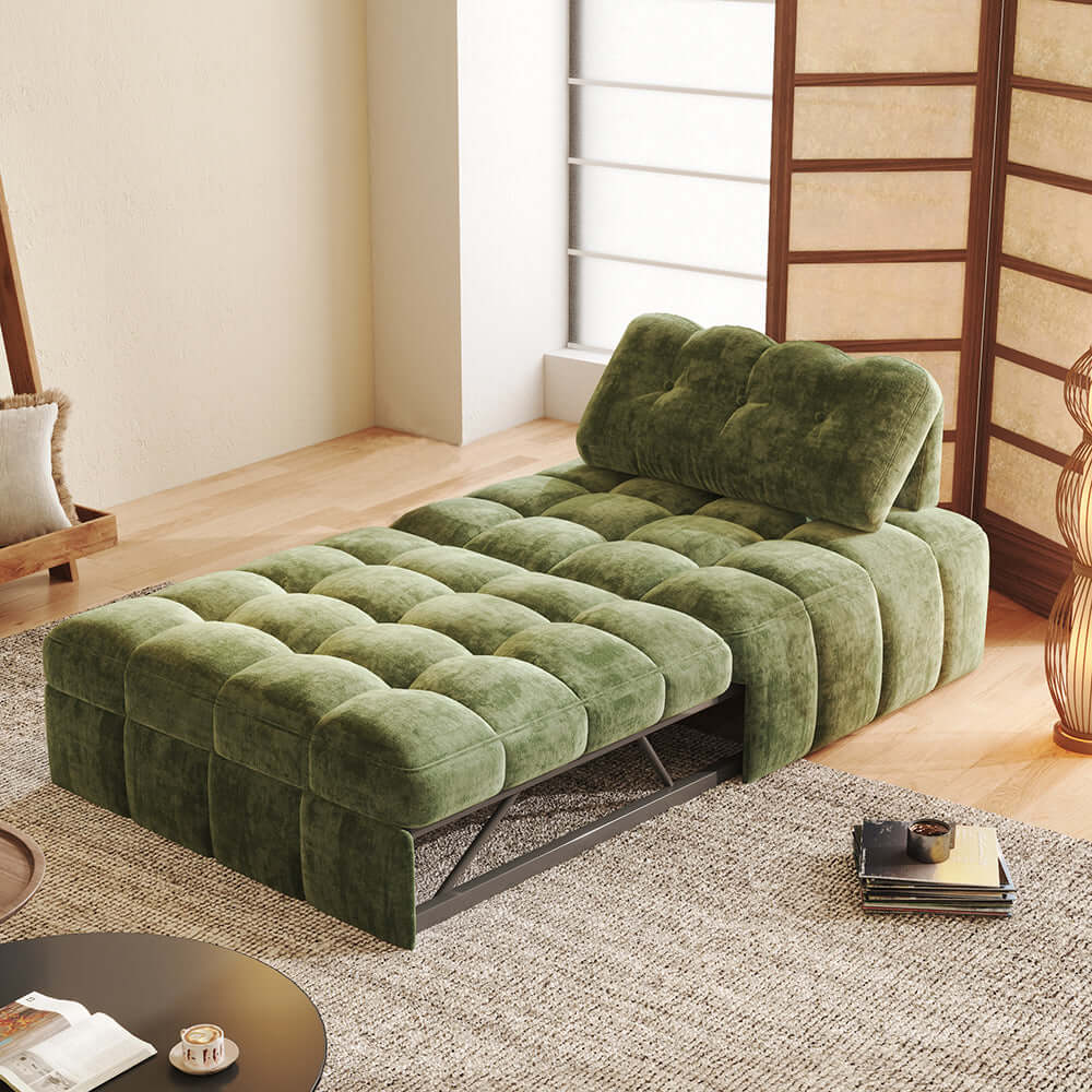 Cocochairs Modern Chenille Pull-Out Single Sofa Bed – Space-Saving Lounge & Guest Sleeper