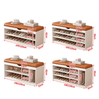 Modern white and orange shoe bench with upholstered seat and space-saving storage