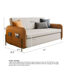 67in Modern Pull Out Convertible Sofa Bed With Storage Pocket