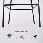 Set of 4 gray PU leather breakfast bar stools with backrest and footrest, modern design