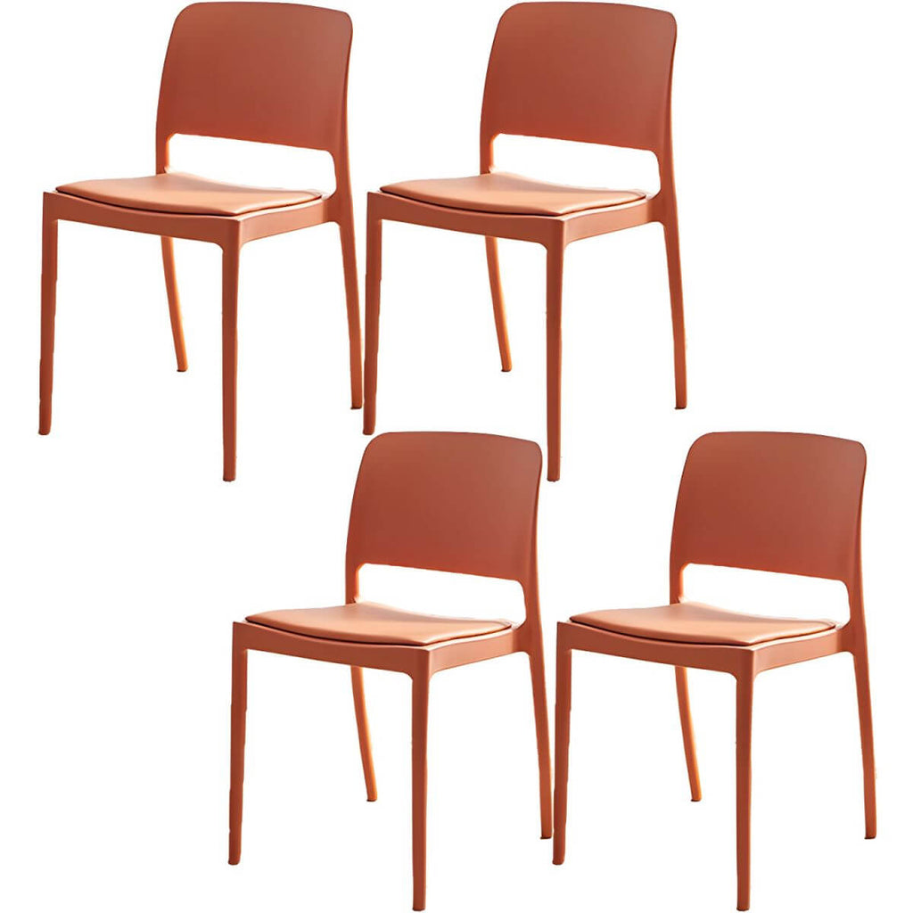 Scandinavian plastic and acrylic dining chair with low backrest and armless design