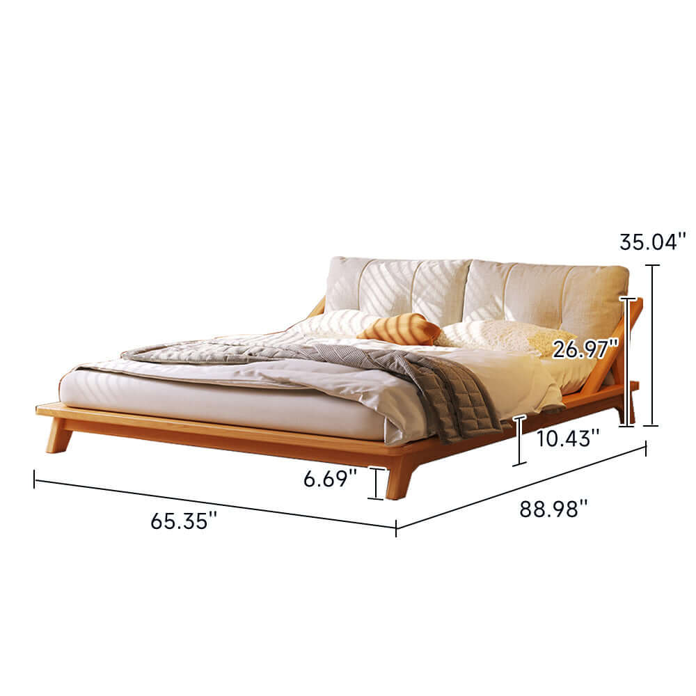 Double bed made of solid wood with tatami design for a natural and sturdy sleeping experience