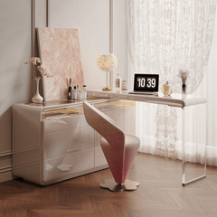 Luxe Cone Vanity Stool - Stunning Pink/Red/Khaki Swivel Chair