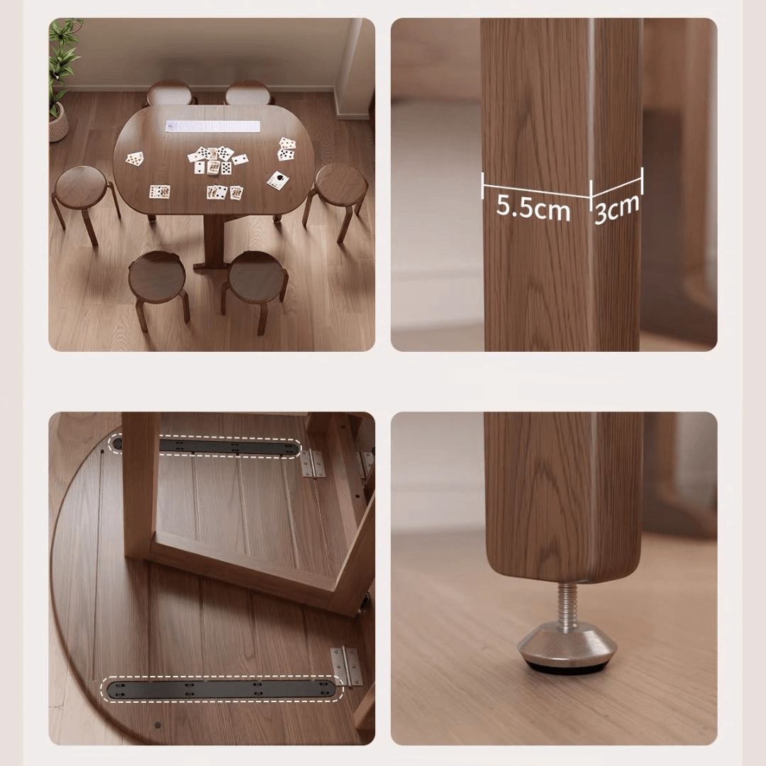Wooden round folding table ideal for versatile home use and easy storage