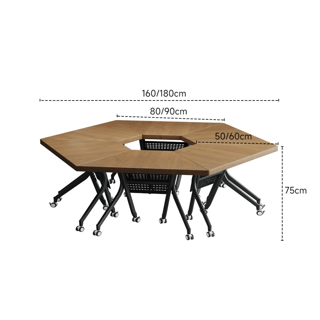 Portable conference table with 360-degree silent wheels for dynamic work environments