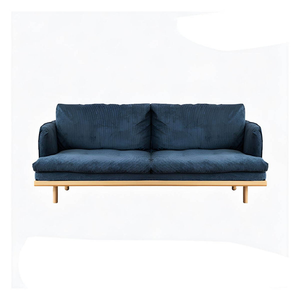 Modern polyester sofa settee with recessed arms and tight back, ideal for living room seating