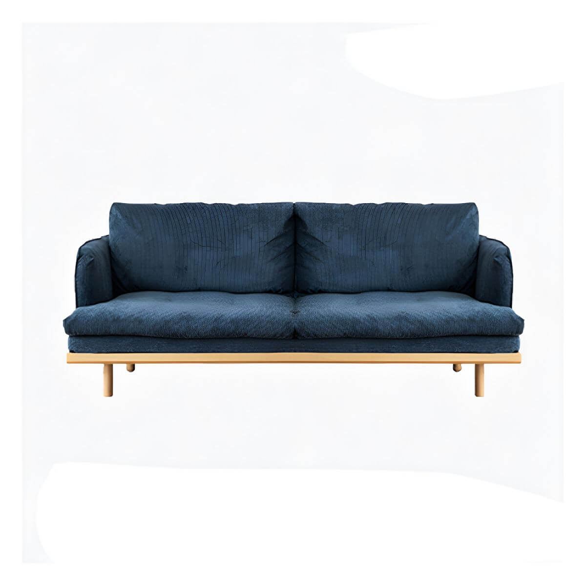 Modern polyester sofa settee with recessed arms and tight back, ideal for living room seating