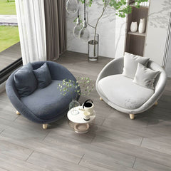 Scandinavian 34.6"Wide Cotton Blend Fixed Back Sloped Arms Papasan Chair with 2 Pillows Accent Chairs