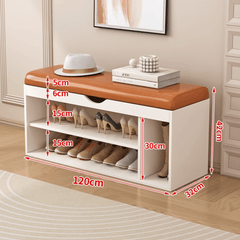 Simplistic Modern Design Shoe Bench with Comfortable Upholstered Seat and Space-Saving Storage